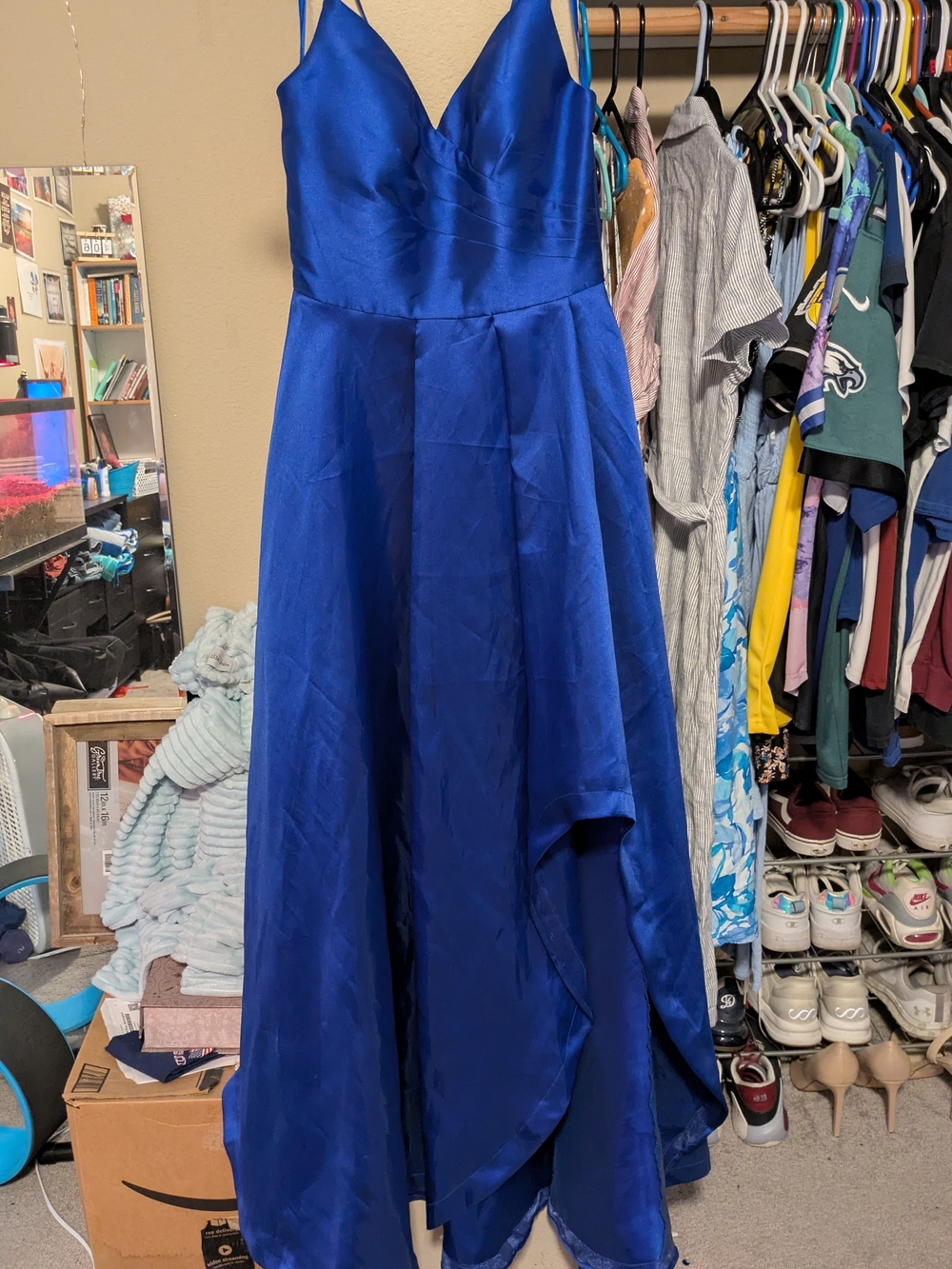 My Michelle Royal Blue Spaghetti Strap A-Line Prom Dress